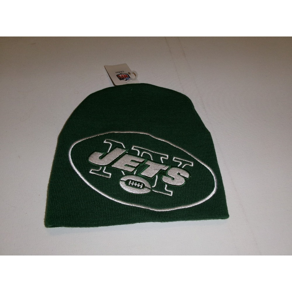 NEW YORK JETS 2008 KNIT BEANIE TOBOGGAN Y2K 00s HAT CAP VINTAGE DEADSTOCK BK